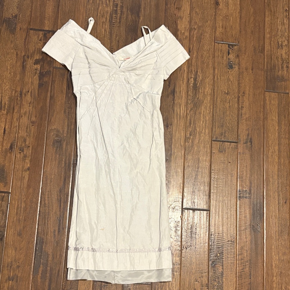 Elegant Light Grey Off-Shoulder Dress